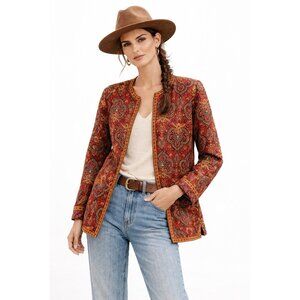 SAM HILU COLLECTION jacket blazer quilted floral puffy MEDIUM reversible boho